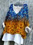 T-shirts Femmes Décontracté Floral Printemps / Automne Polyester Micro-élasticité Quotidien Ample Manches Longues Régulier
