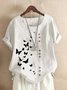 Blouses Femmes Simple Été Papillon Coupe Régulière Demi Manche Col Rond Régulier Droit Régulier