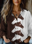 Chemises Femmes Décontracté Printemps / Automne cheval Polyester Léger Coupe Régulière Manches trois quarts Droit Col de Chemise