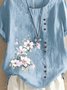 Blouses Femmes Décontracté Floral Été Polyester Domestique Coupe Régulière Col Rond Régulier Droit
