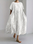 Femmes Floral Blanc Col Rond Confortable Robe Maxi Décontracté