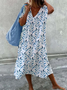 Femmes Plantes Comme Image Col V Confortable Robe Maxi Décontracté