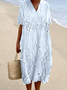 Femmes Floral Blanc Col V Confortable Robe Maxi Décontracté