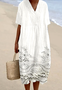 Femmes Floral Blanc Col V Confortable Robe Maxi Décontracté