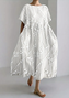 Femmes Floral Blanc Col Rond Confortable Robe Maxi Décontracté