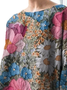 T-shirts Décontracté Floral Printemps / Automne Coton Faire la navette Ample Manches trois quarts Col Rond Régulier pour Femmes