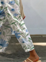 Pantalons Femmes Décontracté Floral Printemps / Automne Naturel Micro-élasticité Quotidien Coupe Régulière Pantalon droit Droit
