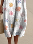 Femmes Floral Blanc Col Rond Confortable Robe Maxi Décontracté
