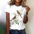 T-shirts Femmes Décontracté Floral Été Coton Micro-élasticité Coupe Régulière Manches Courtes Trapèze Régulier