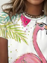 T-shirts Décontracté Flamant Printemps / Automne Polyester Quotidien Coupe Régulière Manches Longues Trapèze Régulier pour Femmes