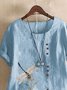 Blouses Simple Libellule Été Polyester Aucune élasticité Coupe Régulière Demi Manche Régulier Régulier pour Femmes