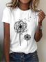 T-shirts Décontracté Floral Été Imprimé Micro-élasticité Col Rond Régulier Droit Régulier pour Femmes
