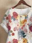 Blouses Femmes Simple Floral Été Polyester Aucune élasticité Demi Manche Col Rond Régulier Régulier