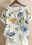 Blouses Décontracté Floral Été Coton Aucune élasticité Coupe Régulière Col Rond Régulier Droit pour Femmes