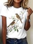 T-shirts Femmes Décontracté Floral Été Coton Micro-élasticité Coupe Régulière Manches Courtes Trapèze Régulier
