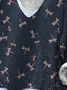 T-shirts en Lin Imprimé d'Animal Printemps / Automne Polyester Col V Micro-élasticité Quotidien Ample Régulier pour Femmes