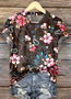 T-shirts Femmes Décontracté Floral Été Polyester Micro-élasticité Quotidien Manches Courtes Régulier Régulier