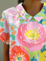 Blouses Femmes Élégant Floral Été Polyester Aucune élasticité Quotidien Col Châle Droit Régulier