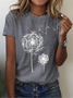 T-shirts Décontracté Floral Été Imprimé Micro-élasticité Col Rond Régulier Droit Régulier pour Femmes