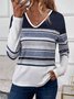 Femmes Rayé Bleu Col Rond Confortable Mini Robe Décontracté