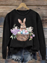 Sweat-shirts Décontracté Printemps / Automne PÂQUES (lapin) Polyester Naturel Aucune élasticité Col Rond Régulier jour de Pâques pour Femmes