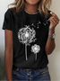 T-shirts Décontracté Floral Été Imprimé Micro-élasticité Col Rond Régulier Droit Régulier pour Femmes