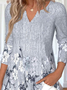 Blouses Femmes Décontracté Floral Printemps / Automne Col V Faire la navette Ample Manches Longues Régulier Élasticité moyenne