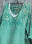 T-shirts Décontracté Printemps / Automne Plantes Col V Micro-élasticité Quotidien Ample Régulier Trapèze pour Femmes