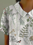 Blouses Simple Plantes Été Polyester Aucune élasticité Quotidien Demi Manche Col Châle Régulier pour Femmes