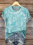 T-shirts Décontracté Floral Été Polyester Manches Courtes Col Rond Régulier Trapèze Régulier pour Femmes