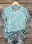 T-shirts Décontracté Floral Été Polyester Manches Courtes Col Rond Régulier Trapèze Régulier pour Femmes