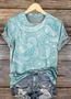 T-shirts Décontracté Floral Été Polyester Manches Courtes Col Rond Régulier Trapèze Régulier pour Femmes
