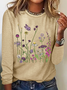 Blouses Décontracté Floral Printemps / Automne Ample Manches Longues Col Rond Régulier Droit Régulier pour Femmes