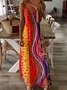 Femmes Géométrique Orange à Bretelles Confortable Robe Maxi Décontracté