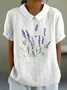 Blouses Simple Été Plantes Polyester Quotidien Demi Manche Col Châle Régulier Régulier pour Femmes