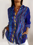 Chemises Décontracté Floral Printemps / Automne Polyester Coupe Régulière Manches Longues Trapèze Régulier Col de Chemise pour Femmes