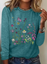 Blouses Décontracté Floral Printemps / Automne Ample Manches Longues Col Rond Régulier Droit Régulier pour Femmes