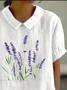 Blouses Simple Été Plantes Polyester Quotidien Demi Manche Col Châle Régulier Régulier pour Femmes