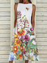 Femmes Floral Comme Image Col Rond Confortable Robe Maxi Décontracté