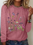 Blouses Décontracté Floral Printemps / Automne Ample Manches Longues Col Rond Régulier Droit Régulier pour Femmes