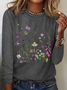 Blouses Décontracté Floral Printemps / Automne Ample Manches Longues Col Rond Régulier Droit Régulier pour Femmes