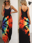 Femmes Teint Noué Comme Image Col Rond Confortable Robe Maxi Décontracté