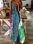 Femmes Géométrique Vert à Bretelles Confortable Robe Maxi Décontracté