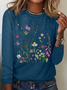 Blouses Décontracté Floral Printemps / Automne Ample Manches Longues Col Rond Régulier Droit Régulier pour Femmes