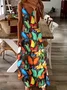 Femmes Géométrique Multicolore à Bretelles Confortable Robe Maxi Décontracté