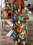 Femmes Géométrique Multicolore à Bretelles Confortable Robe Maxi Décontracté