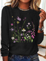 Blouses Décontracté Floral Printemps / Automne Ample Manches Longues Col Rond Régulier Droit Régulier pour Femmes