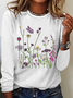 Blouses Décontracté Floral Printemps / Automne Ample Manches Longues Col Rond Régulier Droit Régulier pour Femmes