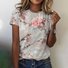 T-shirts Décontracté Imprimé d'Animal Été Micro-élasticité Quotidien Manches Courtes Régulier Trapèze Régulier pour Femmes