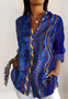 Chemises Décontracté Floral Printemps / Automne Polyester Coupe Régulière Manches Longues Trapèze Régulier Col de Chemise pour Femmes